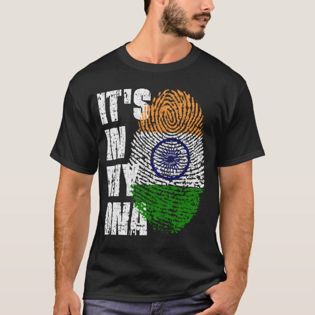 T-shirt C'EST DANS MON ADN Inde Drapeau Drapeau Drapeau Do (Devant)
