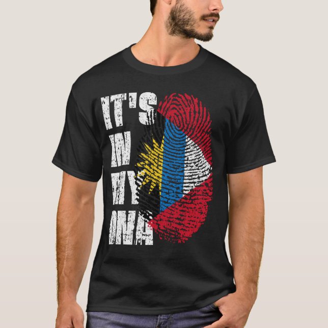 T-shirt C'EST DANS MON ADN Indicateur Antigua et Barbuda (Devant)