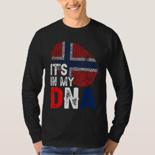 T-shirt C'est dans mon Adn Norvège Drapeau Empreinte Patri