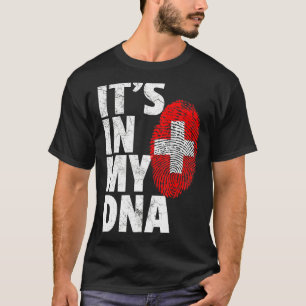 T-shirt C'est dans mon Adn Suisse Drapeau Hommes Femmes