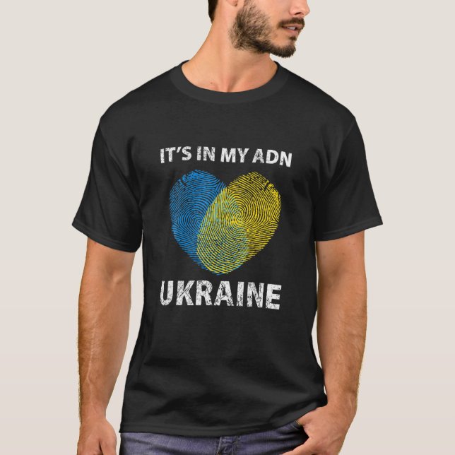 T-shirt C'est dans mon ADN Ukraine, drapeau ukrainien avec (Devant)