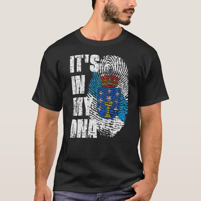 T-shirt C'est dans mon Dna Galicia Drapeau Galicien (Devant)