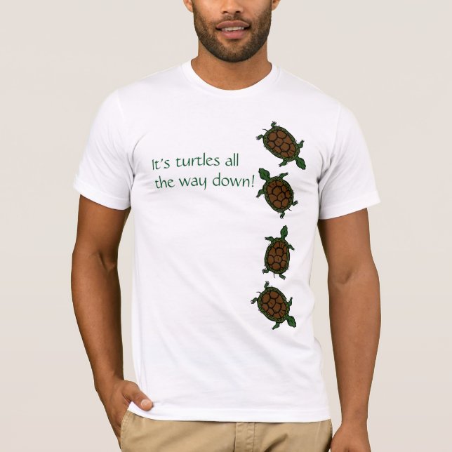 T-shirt C'est des tortues complètement vers le bas (Devant)
