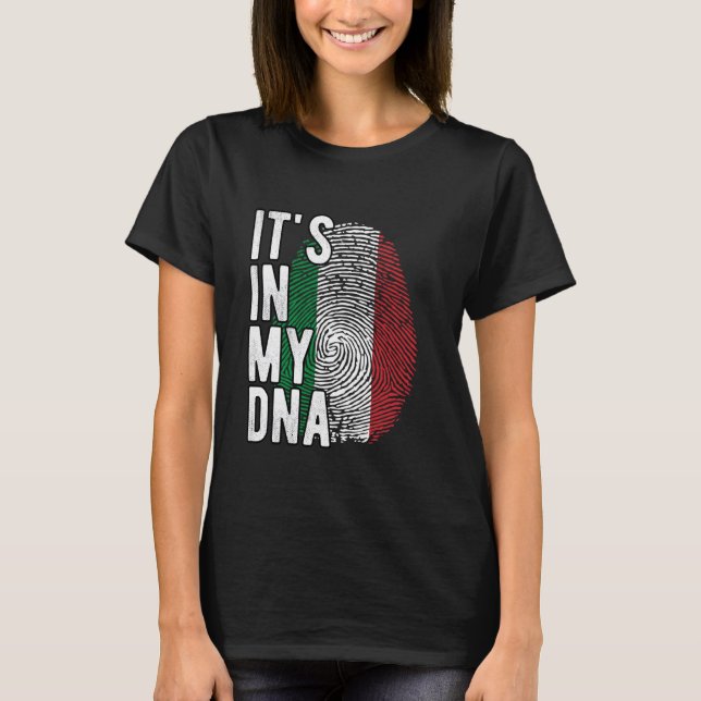 T-shirt C'est drôle dans mon ADN drapeau Italie empreintes (Devant)