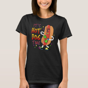 T-shirt C'est Hot Dog Time Dog On A Bun Walking