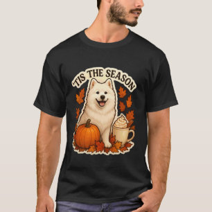 T-shirt C'est La Saison Chien Samoyède Automne Citrouille