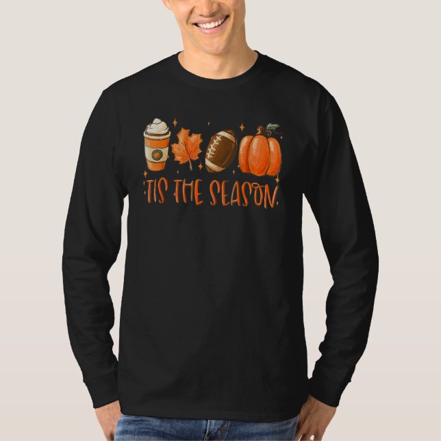T-shirt C'Est La Saison Citrouille Leaf Latte Fall Thanksg (Devant)