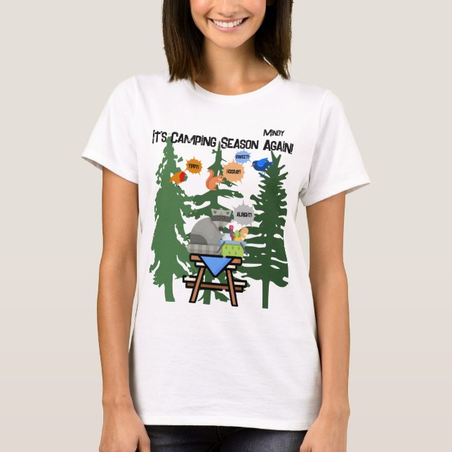 T-shirt "C'est la saison de camping de nouveau!" Femmes pe (Devant)