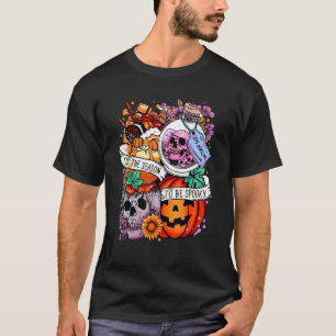 T-shirt C'est la saison d'être Éffrayant Skeleton Citrouil