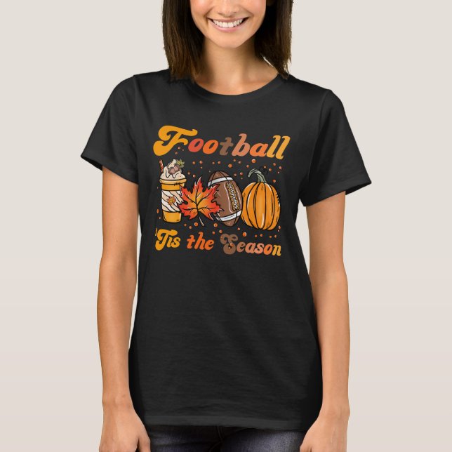 T-shirt C'Est La Saison Football Automne Citrouille Café (Devant)