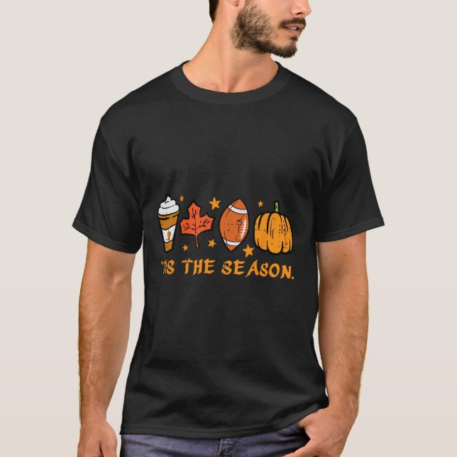 T-shirt C'Est La Saison Football Automne Citrouille Épices (Devant)