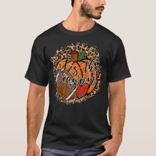 T-shirt C'Est La Saison Football Citrouille Leopard Heart