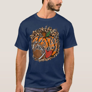 T-shirt C'Est La Saison Football Citrouille Leopard Heart
