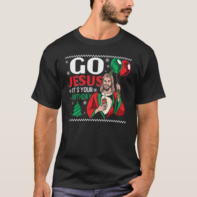 T-shirt C'est l'anniversaire de Jésus à Noël (Devant)