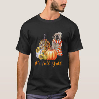 T-shirt C'est l'automne les amis Bulldog anglais Léopard C