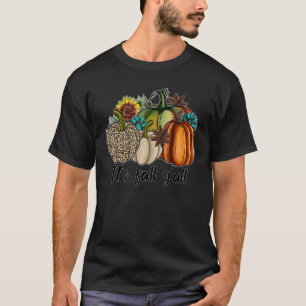T-shirt C'est l'automne les amis Tacheté Citrouille Cuir d