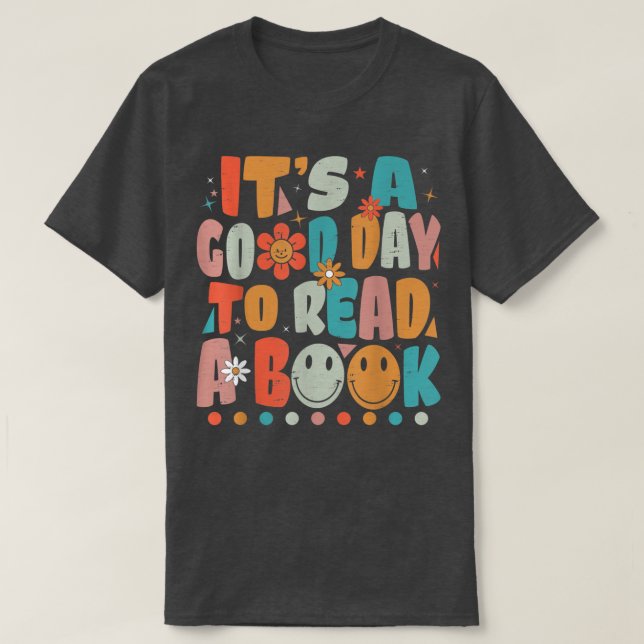 T-shirt C'est le bon jour pour lire livre Funny Library Le (Design devant)
