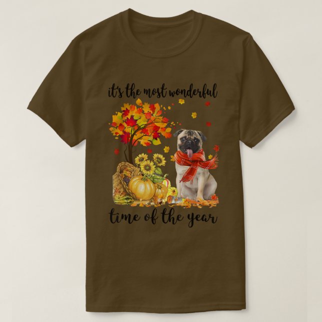 T-shirt C'Est Le Plus Merveilleux Carlin Automne Citrouill (Design devant)