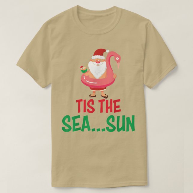 T-shirt C'est le Sea Sun Père Noël Flamant rose Tube Cocou (Design devant)