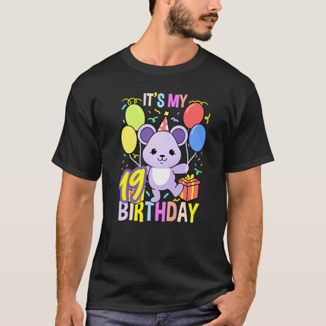 T-shirt C'est ma 19e souris d'anniversaire (Devant)