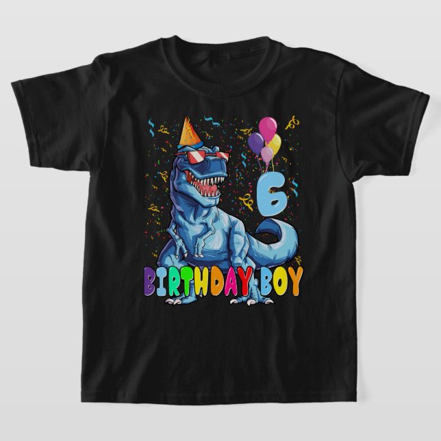 T-shirt C'est ma 6e fête des Chemises Dinosaures pour 6 an (Poser)