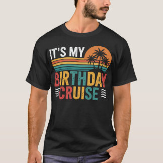 T-shirt C'est ma croisière d'anniversaire Rétro Tropical C