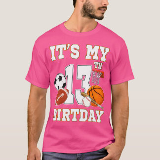 T-shirt C'Est Mes 13E Balles De Sport Anniversaire 13 Ans