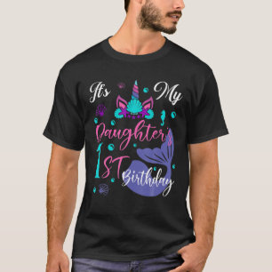 T-shirt C'est mes filles 1er anniversaire Mermaid Unicorn 