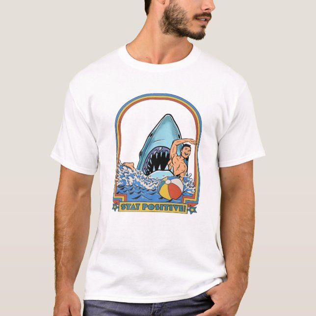 T-shirt C'Est Moi Drôle Rester Positif Attaque De Requin R (Devant)