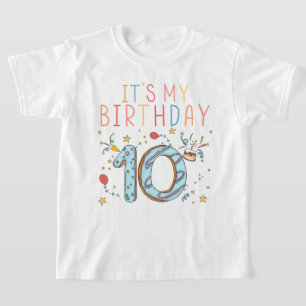 T-shirt C'est mon 10e anniversaire fête Donut Girls Garçon