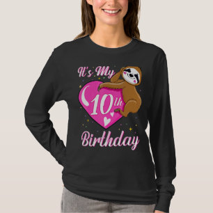 T-shirt C'Est Mon 10e Anniversaire Rose Souriant Thème Fil