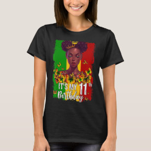 T-shirt C'est mon 11e anniversaire 11 ans Black Melanin W