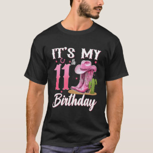 T-shirt C'est mon 11e anniversaire cowgirl western 11 ans