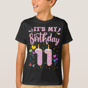T-shirt C'est mon 11e anniversaire fille Doughnut heureux 