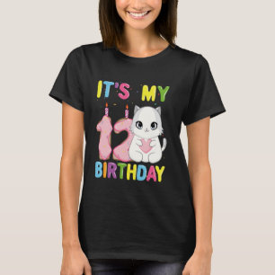 T-shirt C'est mon 12ème anniversaire Fille 12 ans Chat Rag