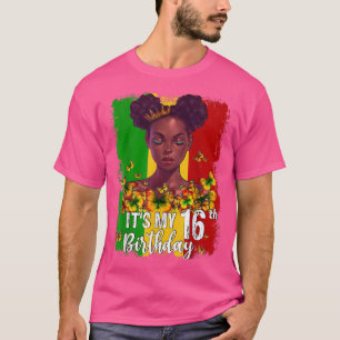 T-shirt C'est mon 16e anniversaire 16 ans Black Melanin W