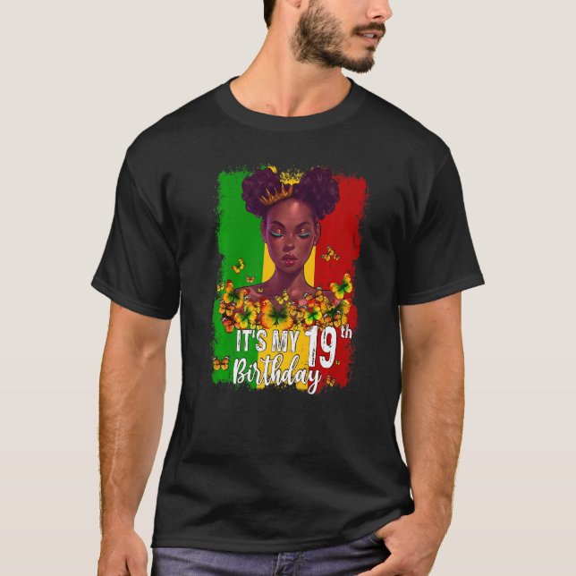 T-shirt C'est mon 19e anniversaire 19 ans Black Melanin W (Devant)