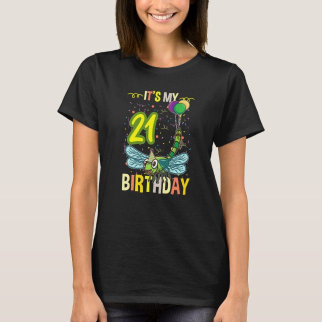 T-shirt C'est mon 21e anniversaire dragonfly Insect (Devant)
