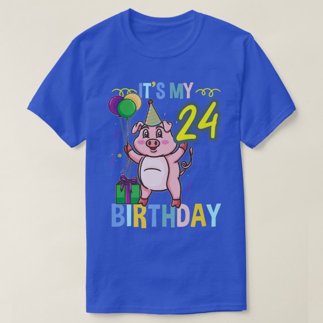 T-shirt C'est mon 24e anniversaire mignon cochon Premium (Design devant)