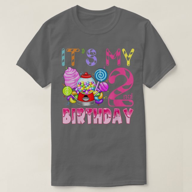 T-shirt C'est mon 2e anniversaire Candy Candyland Birthday (Design devant)