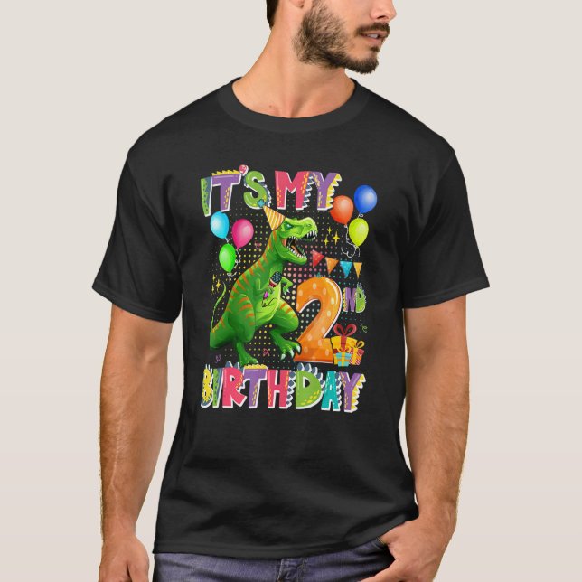 T-shirt C'est mon 2e anniversaire Dinosaur Boys Anniversai (Devant)