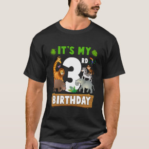 T-shirt C'est mon 3e anniversaire Zoo Jungle Safari 3 ans