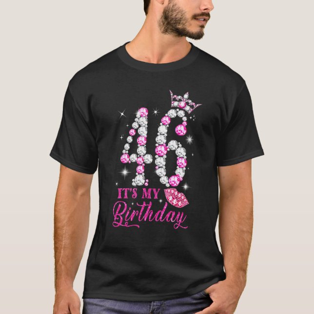 T-shirt C'est mon 46e anniversaire Hot Lips Diamond Queen  (Devant)