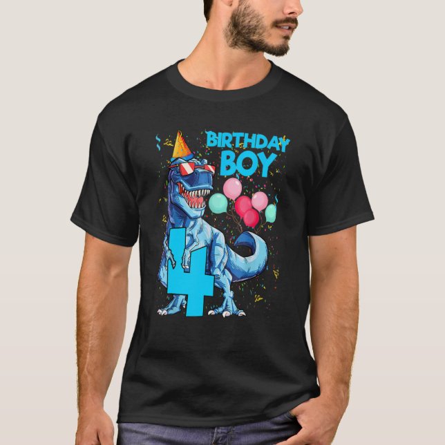 T-shirt C'est mon 4e anniversaire garçon Dinosaure Anniver (Devant)