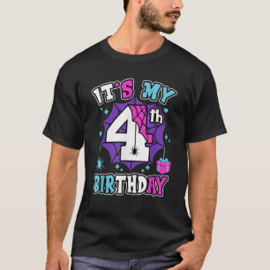 T-shirt C'est mon 4e anniversaire Spider Web Thème Party 4