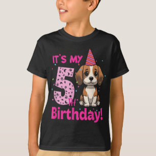 T-shirt C'est mon 5e anniversaire Beagle Amoureux des chie