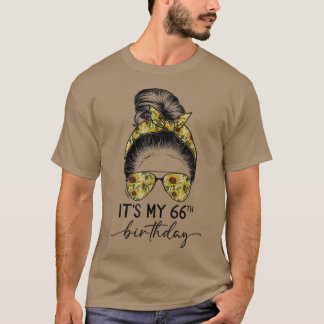 T-shirt C'est mon 66e anniversaire 1956 66 ans Messy Bun 