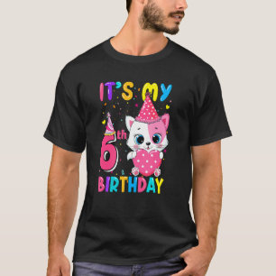 T-shirt C'est mon 6ème anniversaire Fille  Chat Anniversai