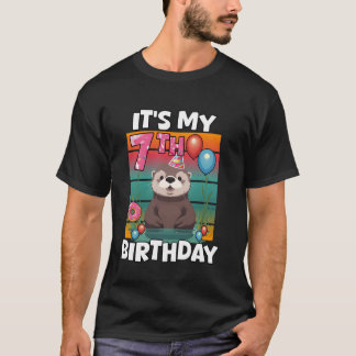 T-shirt C'est mon 7e anniversaire Mignon loutre de mer Sep