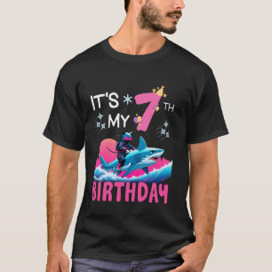 T-shirt C'est mon 7ème anniversaire Ninja Cat à cheval sur